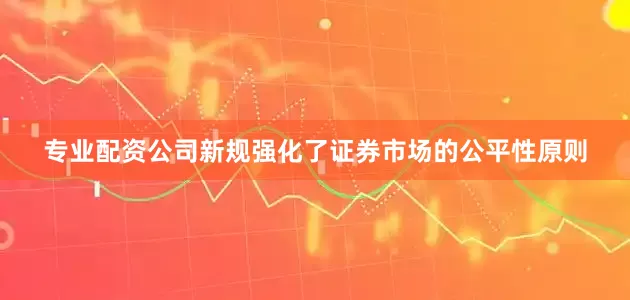 专业配资公司新规强化了证券市场的公平性原则