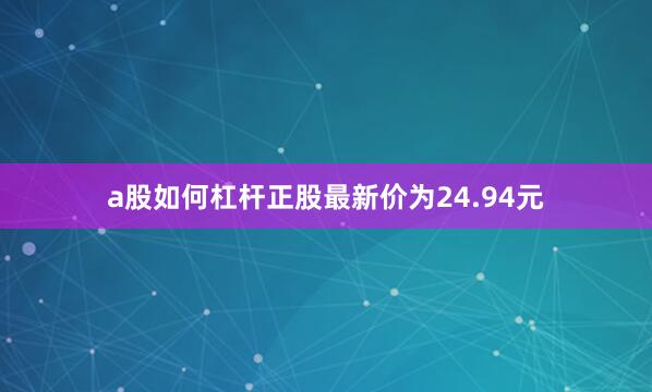 a股如何杠杆正股最新价为24.94元